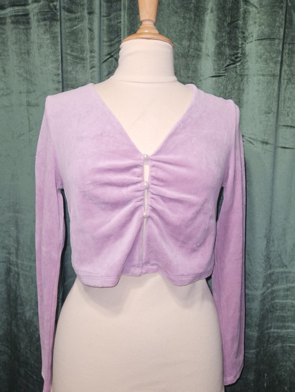 Only Hearts Velvet Cropped Long Sleeve Top